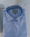 Cotton White/Sky Blue Solid Full Sleeves Slim Fit Combo Shirts