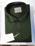 Dark Green Men's Solid Cotton Formal Shirt