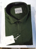Dark Green Men's Solid Cotton Formal Shirt