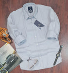 Grey Cotton Solid Full Sleeves Men's Casual Shirt