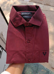 Maroon Men's Cotton Solid Casual Shirts