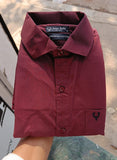Maroon Men's Cotton Solid Casual Shirts