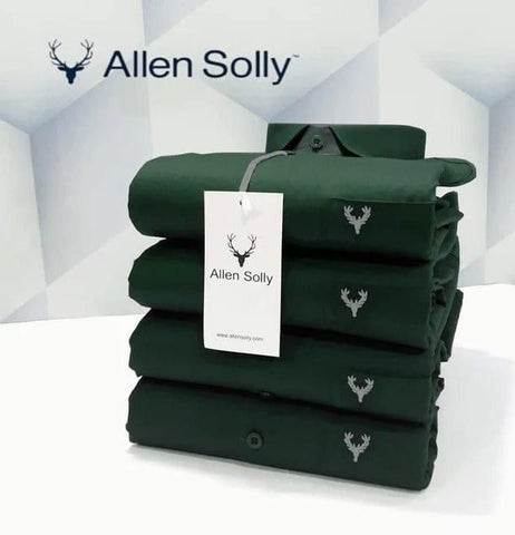 Dark Green Men's Solid Cotton Formal Shirt