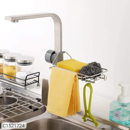 Stainless Steel Faucet Hanging Shelf Sponge Holders with Towel Hangers
